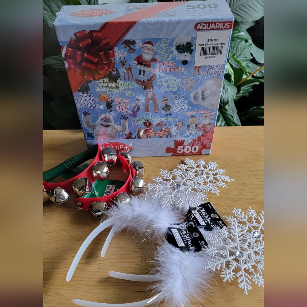 Christmas Puzzle(Rudolph), Bells & Snowflake Headbands Set. Bundle